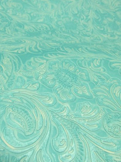Vintage Western Floral Pu Leather Fabric / Mint / By The Roll - 30 Yards - Image 3