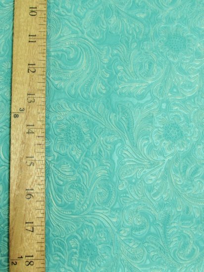 Mint Vintage Western Floral Pu Leather Fabric - Image 2