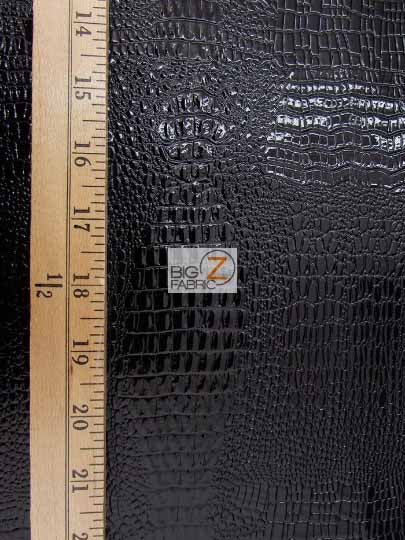 Vinyl Faux Fake Leather Pleather Embossed Shiny Amazon Crocodile Fabric / Charcoal / By The Roll - 30 Yards - Image 2