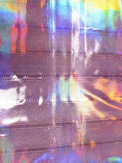 Viper Snake Holographic Embossed PVC Vinyl Fabric / Pink / Sold By The Yard - Image 2