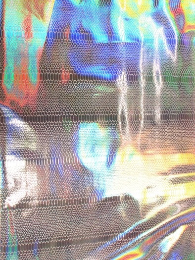Viper Snake Holographic Embossed PVC Vinyl Fabric / Silver / Sold By The Yard - Image 2