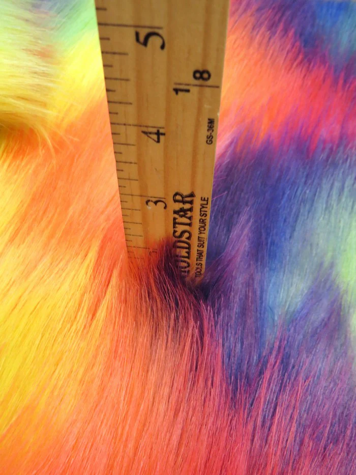 Wave Rainbow 2 Wave Rainbow Long Pile Faux Fur Fabric / Sold By The Yard - Image 5