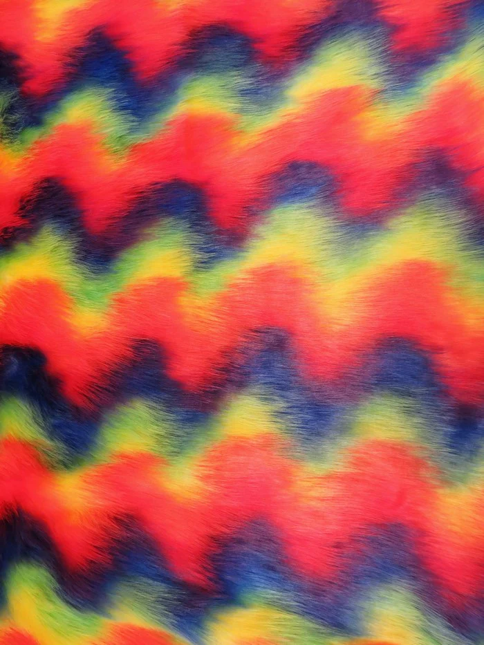Wave Rainbow 2 Wave Rainbow Long Pile Faux Fur Fabric / Sold By The Yard - Image 9