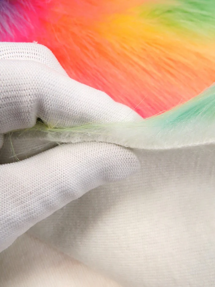 Wave Rainbow 3 Wave Rainbow Long Pile Faux Fur Fabric / Sold By The Yard - Image 4