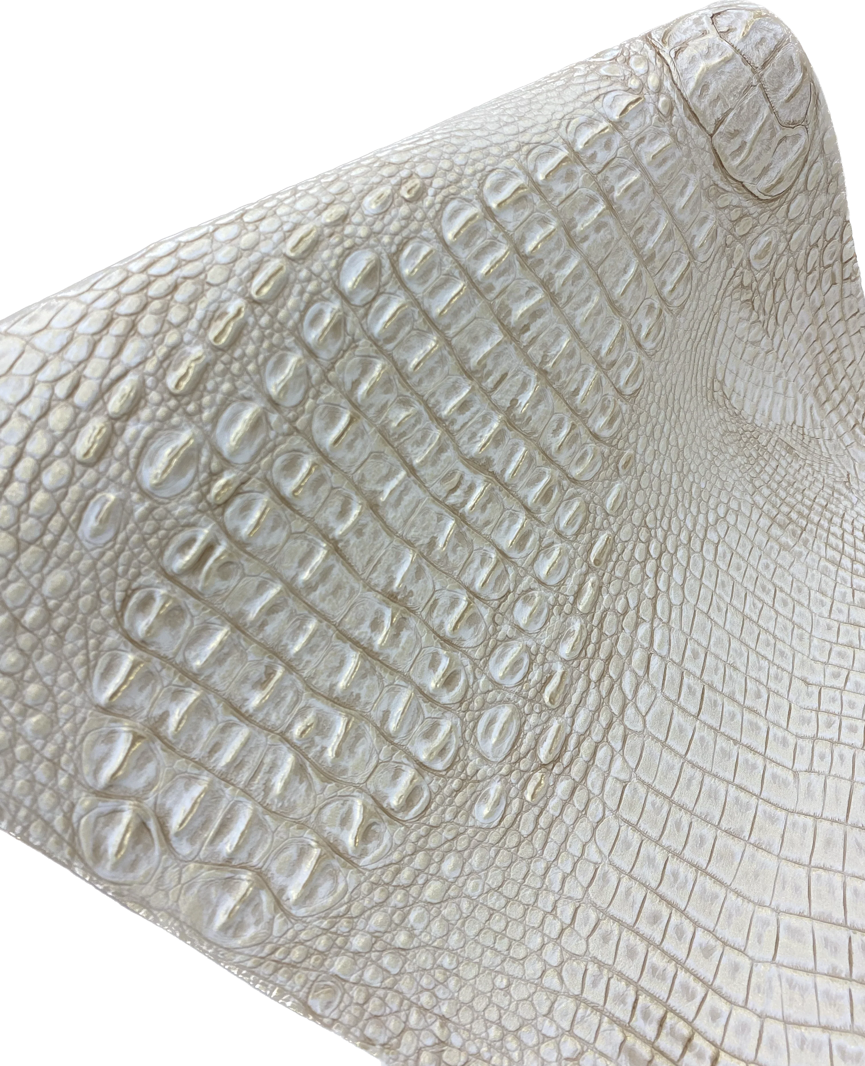White/Gold Metallic Caiman Gator Vinyl / 30 Yard Roll - Image 3