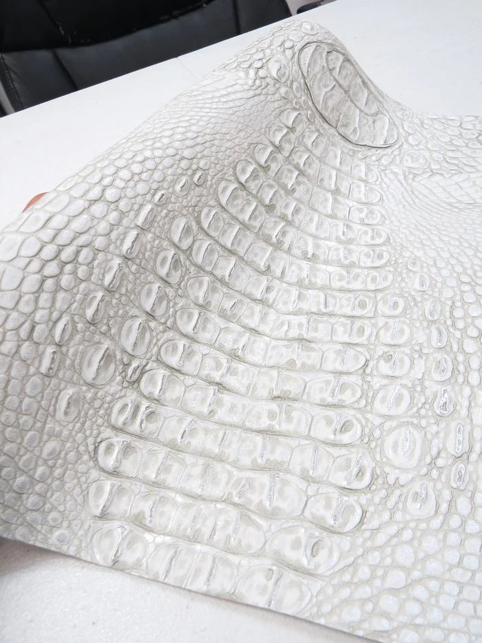 White/Silver Metallic Caiman Gator Vinyl - Image 3