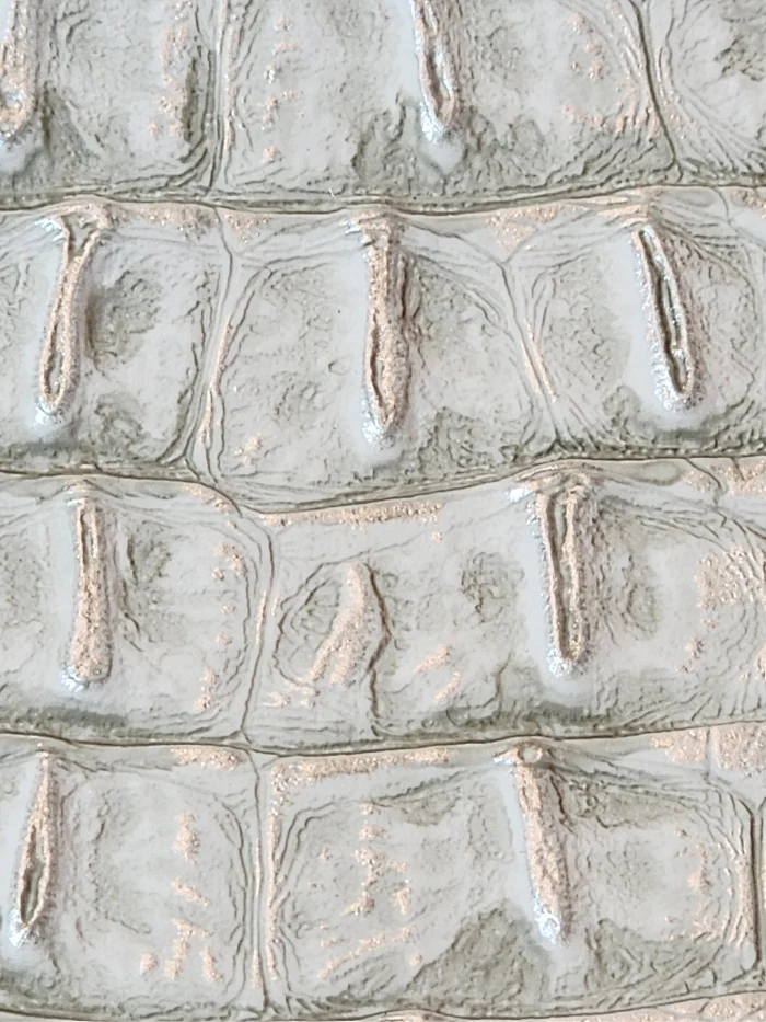 White/Silver Metallic Caiman Gator Vinyl / 30 Yard Roll - Image 3
